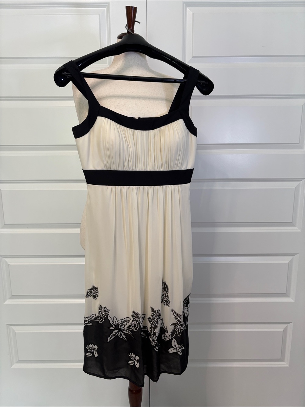SL Fashions Ivory and Black Floral Midi Dress
